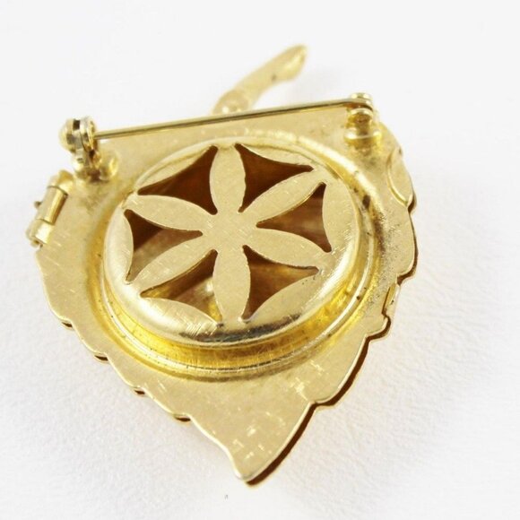 Vintage Avon Gold-Tone Leaf Locket Pendant Brooch - Picture 2 of 8